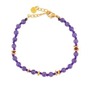 Bracelet perles noeuds et disques dorés - AGATE MAUVE