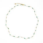 Collier fil doré et pierres naturelles - 42CM / ONYX VERTE -