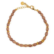 Bracelet perles en bois et disques dorés