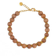 Bracelet perles bois rondes et disques dorés
