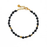 Bracelet perles naturelles et noeuds - AGATE NOIRE