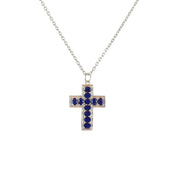 Collier argent 925 et croix pierres - LAPIS