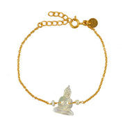 Bracelet doré bouddha en nacre et perles de culture