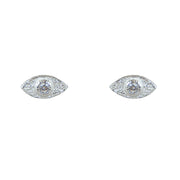 Boucles puces argent 925 oeil martelé et zircon - Boucles