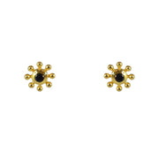 Boucles puces dorées soleil et zircon - ZIRCON NOIR -