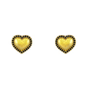 Boucles dorées coeur bombé et zircons - ZIRCONS NOIRS -