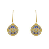 Boucles dorées médaille oeil pierre et zircons - Boucles