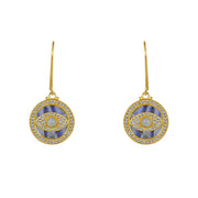 Boucles dorées médaille oeil pierre et zircons - Boucles