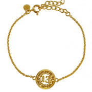 Bracelet doré médaille texturée chiffre 13