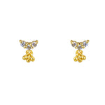 Boucles dorées 3 zircons et pampilles - ZIRCON BLANC -