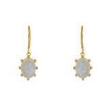 Boucles dorées pierre ovale facettée et zircons - PIERRE DE