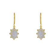 Boucles dorées pierre ovale facettée et zircons - PIERRE DE