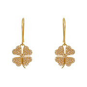 Boucles dorées trèfle et zircons