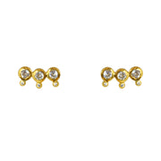 Boucles dorées puces trois pierres et zircons - ZIRCONS -