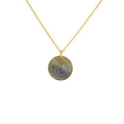 Collier doré et oeil gravé dans la pierre - LABRADORITE -