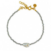 Bracelet pierres fines et perle de culture - LABRADORITE -