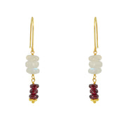 Boucles dorées duo de pierres en disques - GRENAT & PIERRE