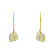 Boucles dorées pierre naturelle et fil doré - QUARTZ CITRON