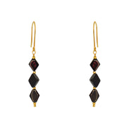 Boucles dorées et pierre en losange - ONYX NOIRE