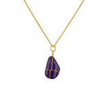 Collier doré pendentif pierre enroulée fil doré - AMETHYST -