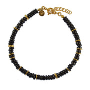 Bracelet doré et pierres heishi - ONYX NOIRE - Bracelets