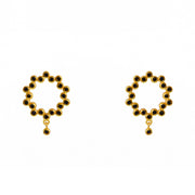 Boucles dorées zircons et pampille - ZIRCONS NOIRS - Boucles