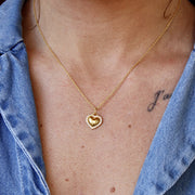 Collier doré coeur bombé et zircons - ZIRCONS BLANCS