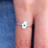 Bague argent 925 main de fatma oeil nacre - Bagues