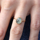 Bague dorée et pierre facettée - 50 / PREHNITE