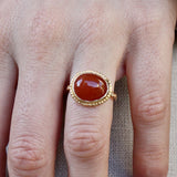 Bague dorée pierre cabochon ovale - 50 / ONYX ROUGE