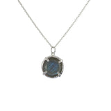 Luckyteam bijoux femme argent 925 collier pierre ronde labradorite