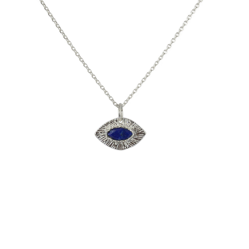 Collier argent 925 oeil et lapis