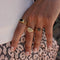 Bague dorée fleur zircons - 50 / ZIRCON NOIR